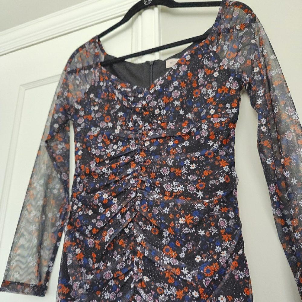 BCBGeneration Dark Mesh Floral Mini Dress | 8 - Picture 9 of 16